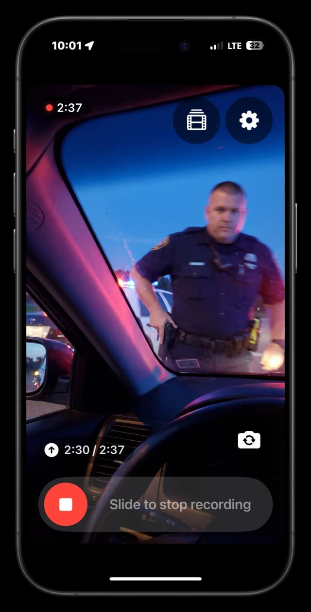 GuardReel recording screen on iPhone